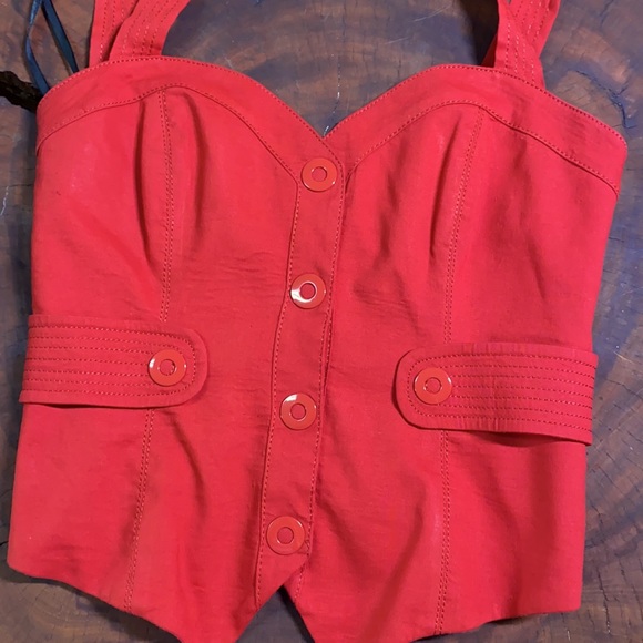 Red Corset Halter Top - Picture 2 of 16